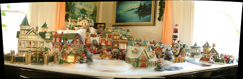 panorama of mom's christmas village